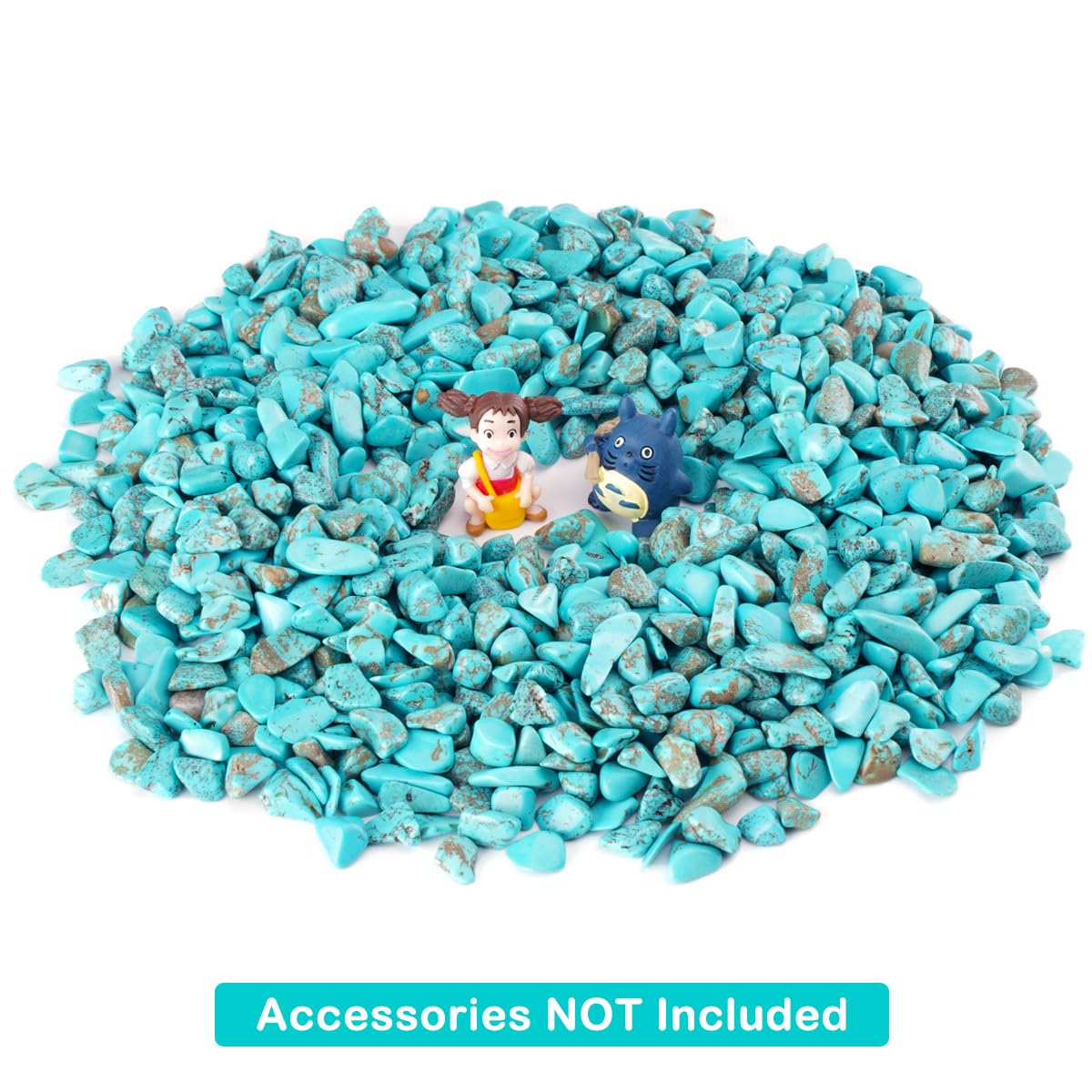 WAYBER 1 Lb/460g Green Turquoise Decorative Stones Irregular Aquarium Pebbles Crystal Rocks Quartz Gravels for Fish Turtle Tank/Succulent Plants/Air Plants Decoration (Fill 1 Cup)