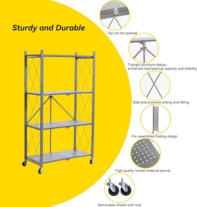 BRIAN & DANY 4-Tier Foldable Storage Shelves