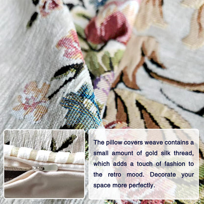 Qupace Set of 2 Beige Vintage Throw Pillows Covers 18x18in