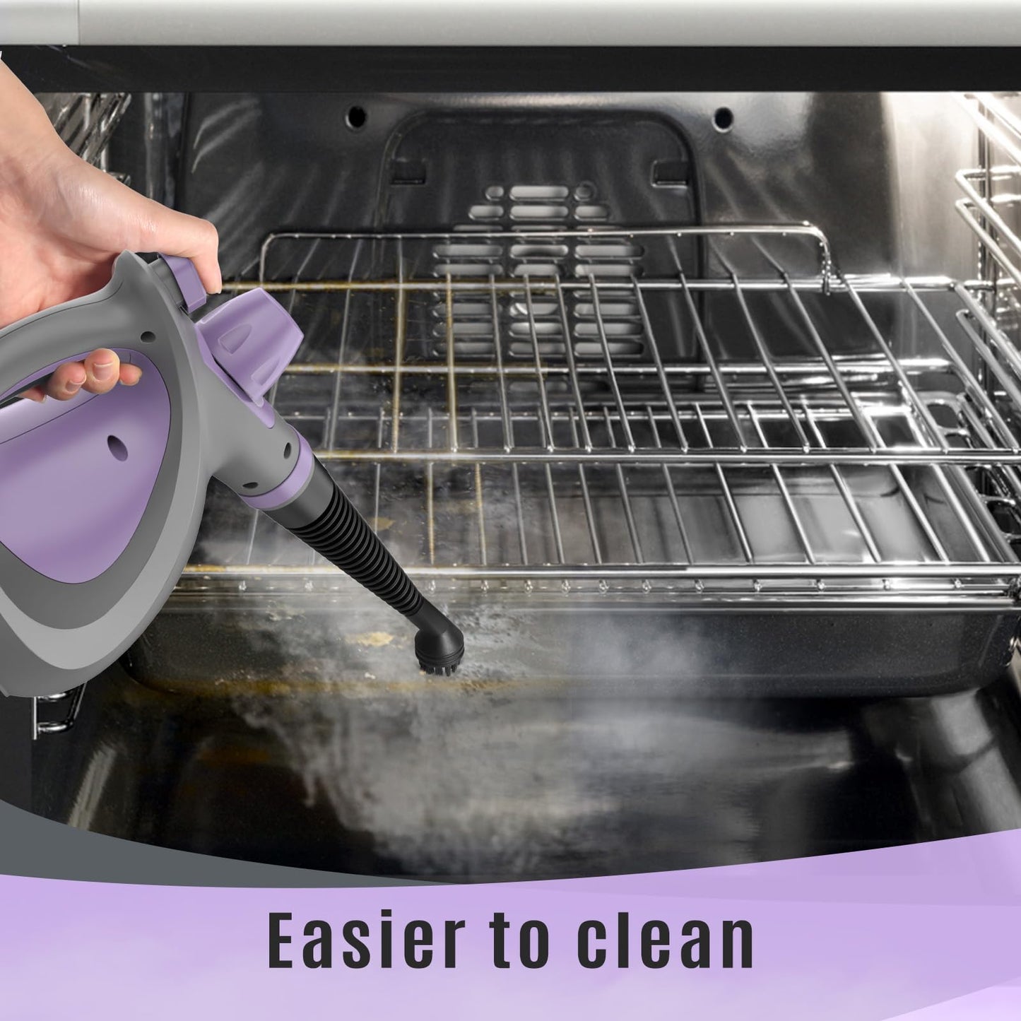 Pressurized Handheld Multi-Surface Natural Steam Cleaner with 12 pcs Accessories, Multi-Purpose Steamer for Home Use, Steamer for Cleaning Floor, Upholstery, Grout and Car (Grey)