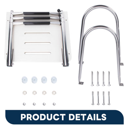 3-Step Boat Ladder with Swim Platform,Stainless Steel Dock Ladder with ABS Swim Platform 2 Handrails,500LBS Telescopic Boarding Ladder Dive Ladder for Pontoon Yacht