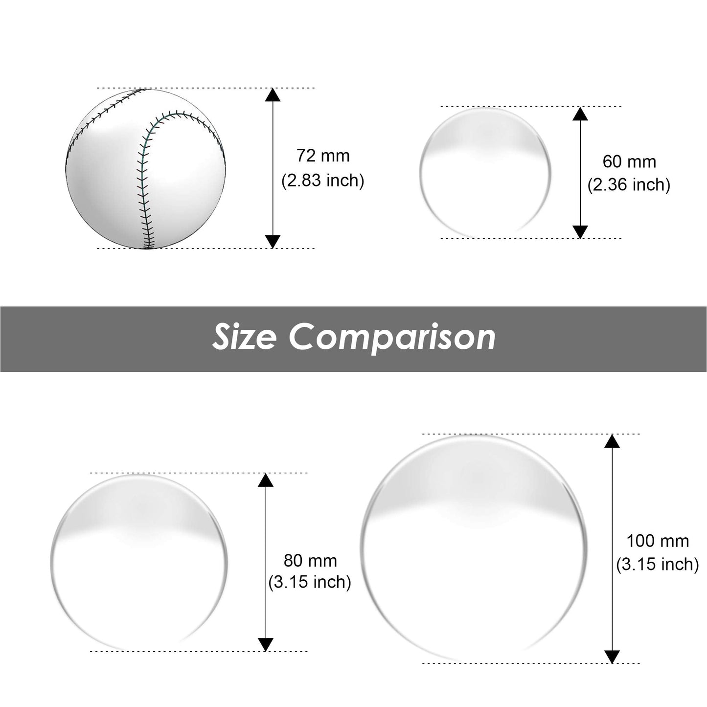 EMART Crystal Ball for Photography 3 Pack, Props Decoration, K9 Lens Suitable Gazing for Divination, Feng Shui, Fortune Telling, Meditation, Magical Shots, Elegant Home & Party Decor(60/80/100mm)