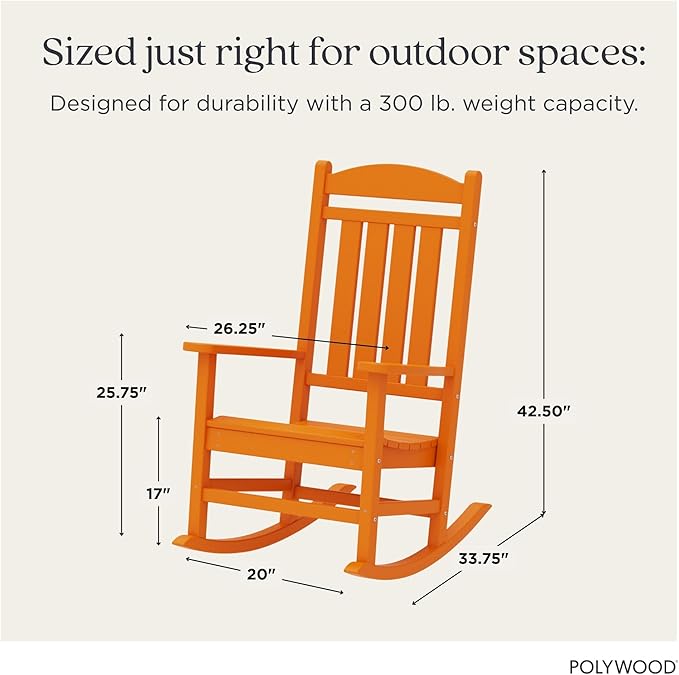 POLYWOOD Presidential Rocking Chair in Tangerine