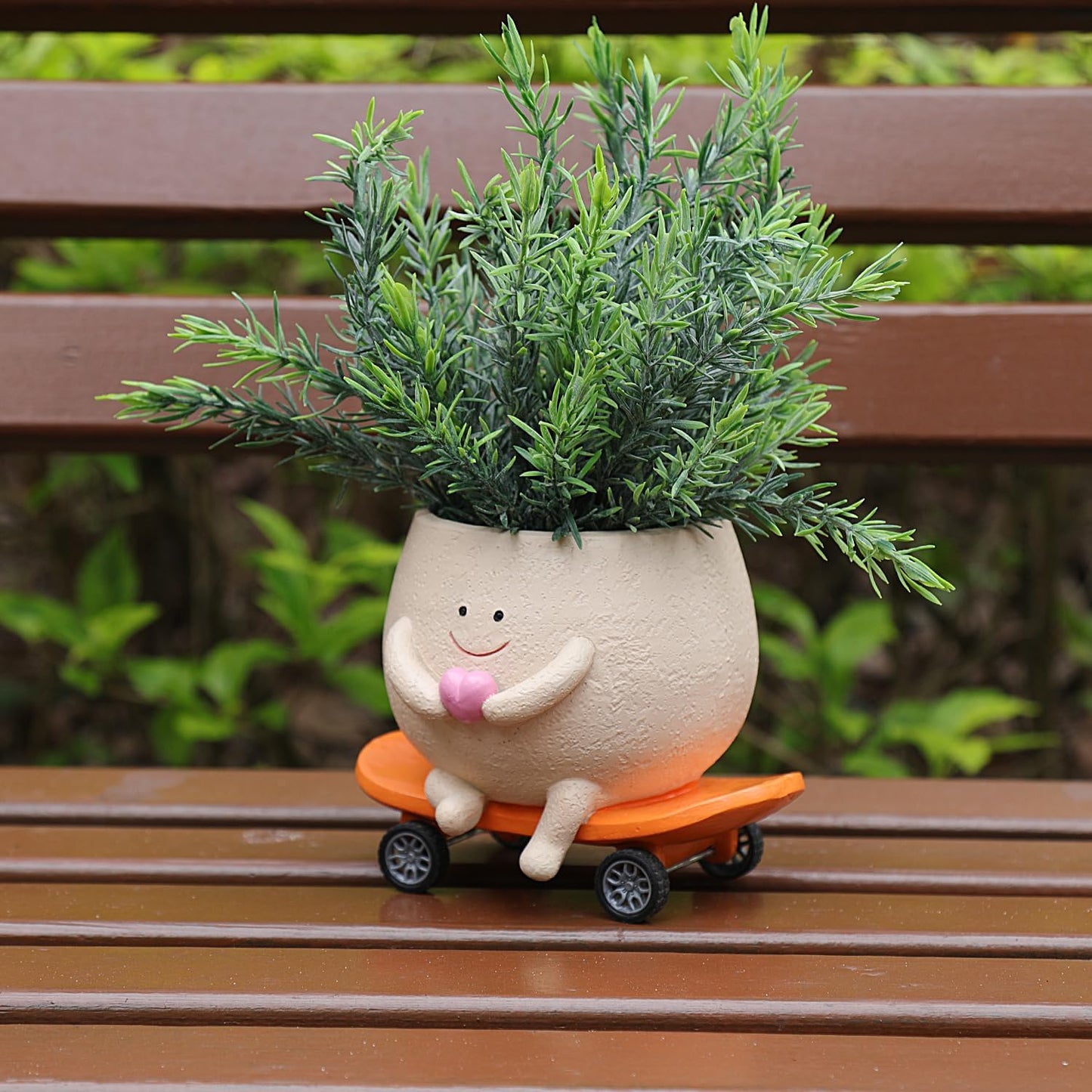 NINIPAPA Funny Smiley Face Planter Pots Cute Succulent Plant Pot, Head Skateboard Flower Planters with Drainage Hole for Indoor Outdoor, Unique Christmas Birthday Gifts for Plant Lover and Mom