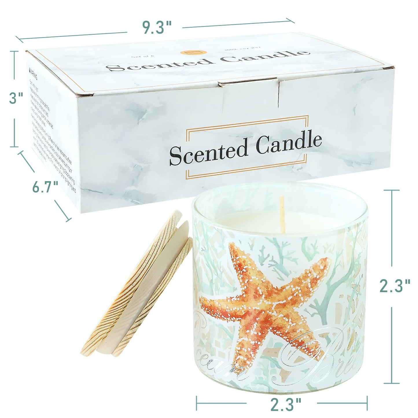 Jar Candles Scented with Lid Gift Set of 6 Ocean Theme Glass Jar Different Fragrance Soy Wax Aromatherapy Candles Take Harsh Smells Away Candle for Home Scented Stress Relief Relaxation