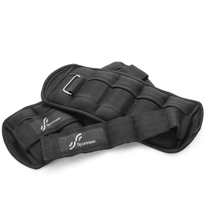 Sportneer Adjustable Weighted Ankle Weights Set 1 Pair 2 4 6 8 10 Lbs Leg Weight Straps for Women Men for Gym,Fitness, Workout,Walking, Jogging,1-5 lbs for Each Ankle, 1 Pair 2-10 lbs (Black)