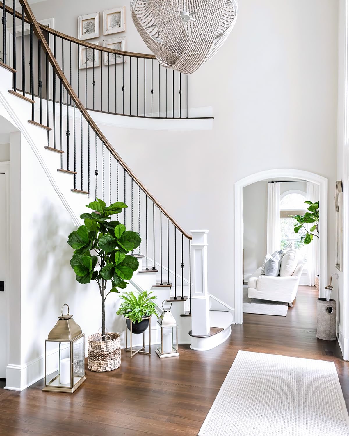 LuceAlberi Artificial Fiddle Leaf Fig Tree 6FT - Large Fake Tree with White Planter, Tall Faux Ficus Lyrata Tree Floor Plants for Indoor Home Decor Office Living Room Housewarming Gift, 1Pack