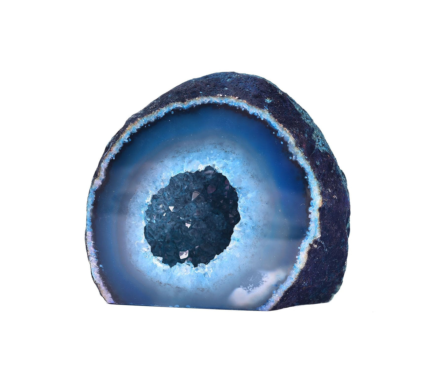 AMOYSTONE Teal Agate Geode Decor, Natural Agate Crystal Rock for Healing, Small Irregular Stone for Bedroom, Office, Desk (1-1.5 Lbs)