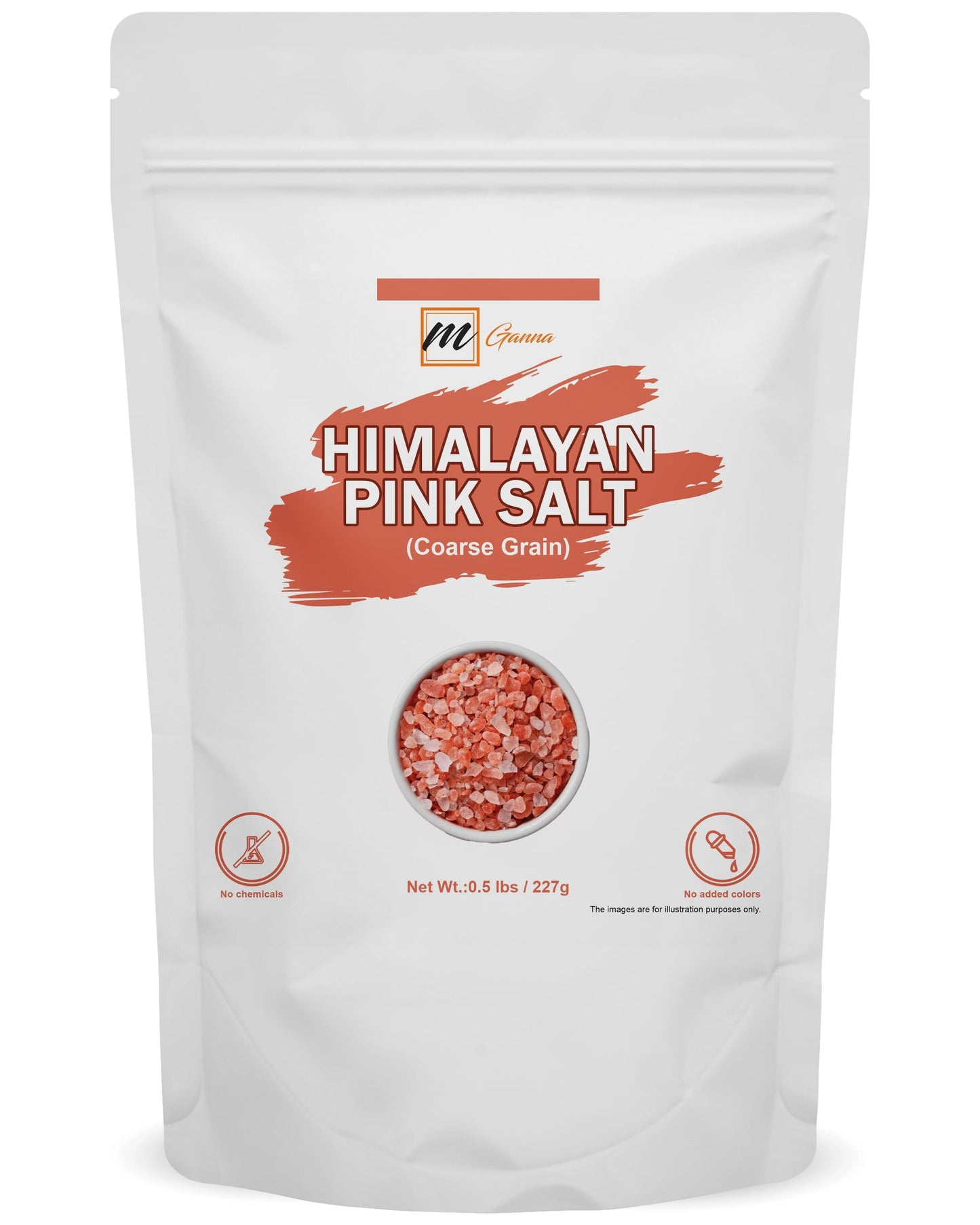mGanna 100% Natural Himalayan Pink Salt Granules - Use as Cooking or Bath Salt 227 GMS / 0.5 lbs