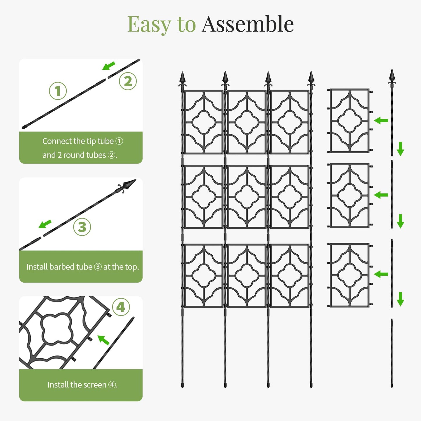 Housolution 64.57×25.28in Garden Trellis for Climbing Plants Outdoor, Plant Trellis Frame with Plastic Coated Iron Tubes for Vines Flowers Vegetable, Plant Climbing Frame Indoor Outdoor