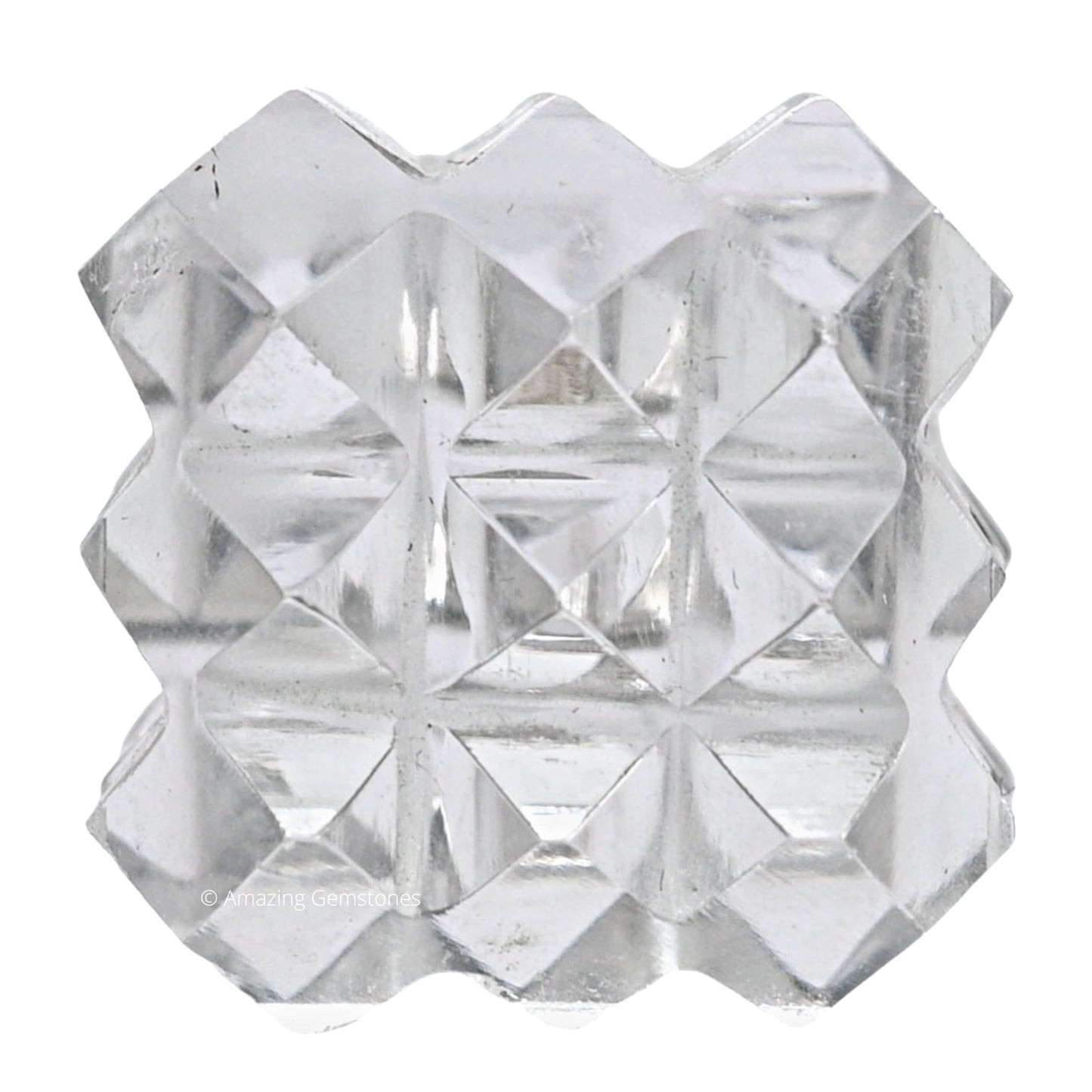 Amazing Gemstone Clear Quartz Crystal Cube with 54 Pyramid - 1" Mini Lemurian Pyramid Cube Figurine of Natural Stone Pyramid for Meditation, Reiki, Chakra Balancing Vastu Pooja and Crystal Grids