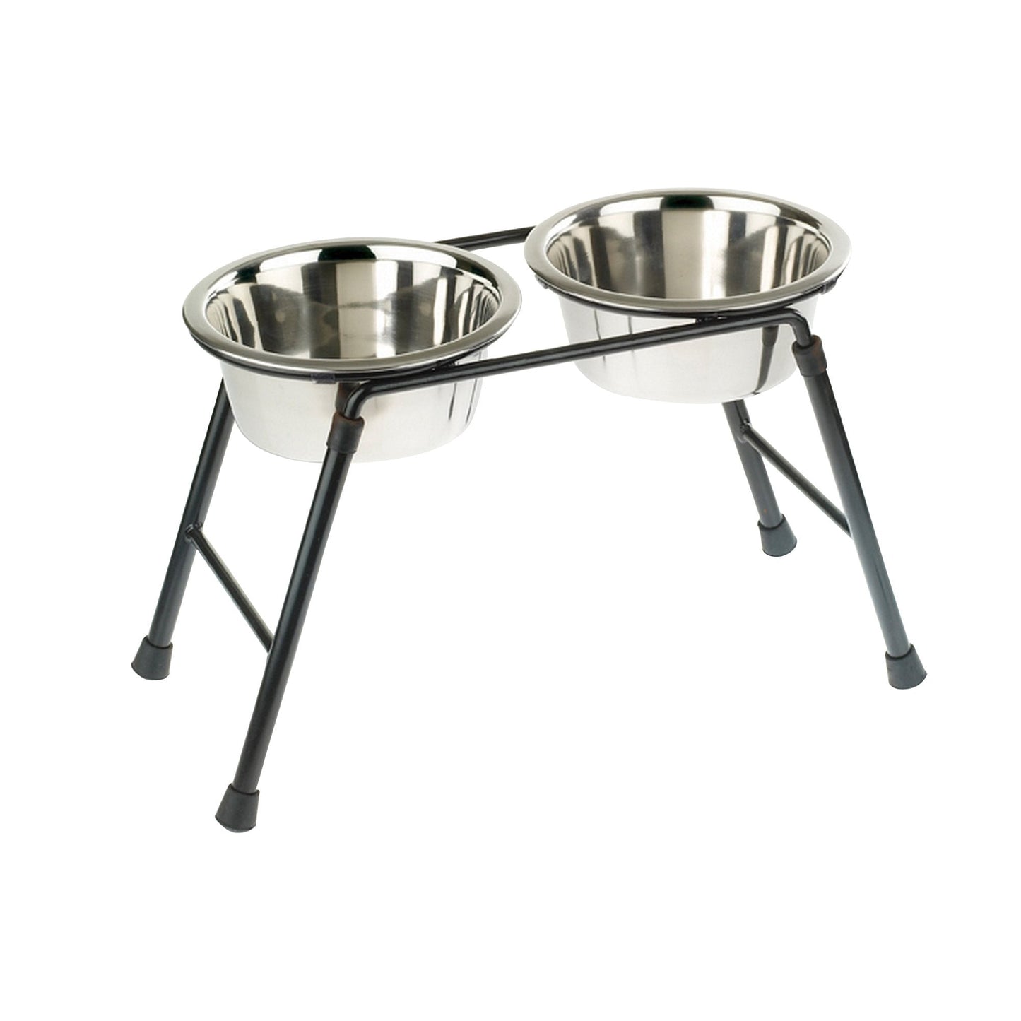 Classic Pet Products Double Feeder High Stand with 2 x 2500 ml Stainless Steel Dishes, 370 mm Tall, clear