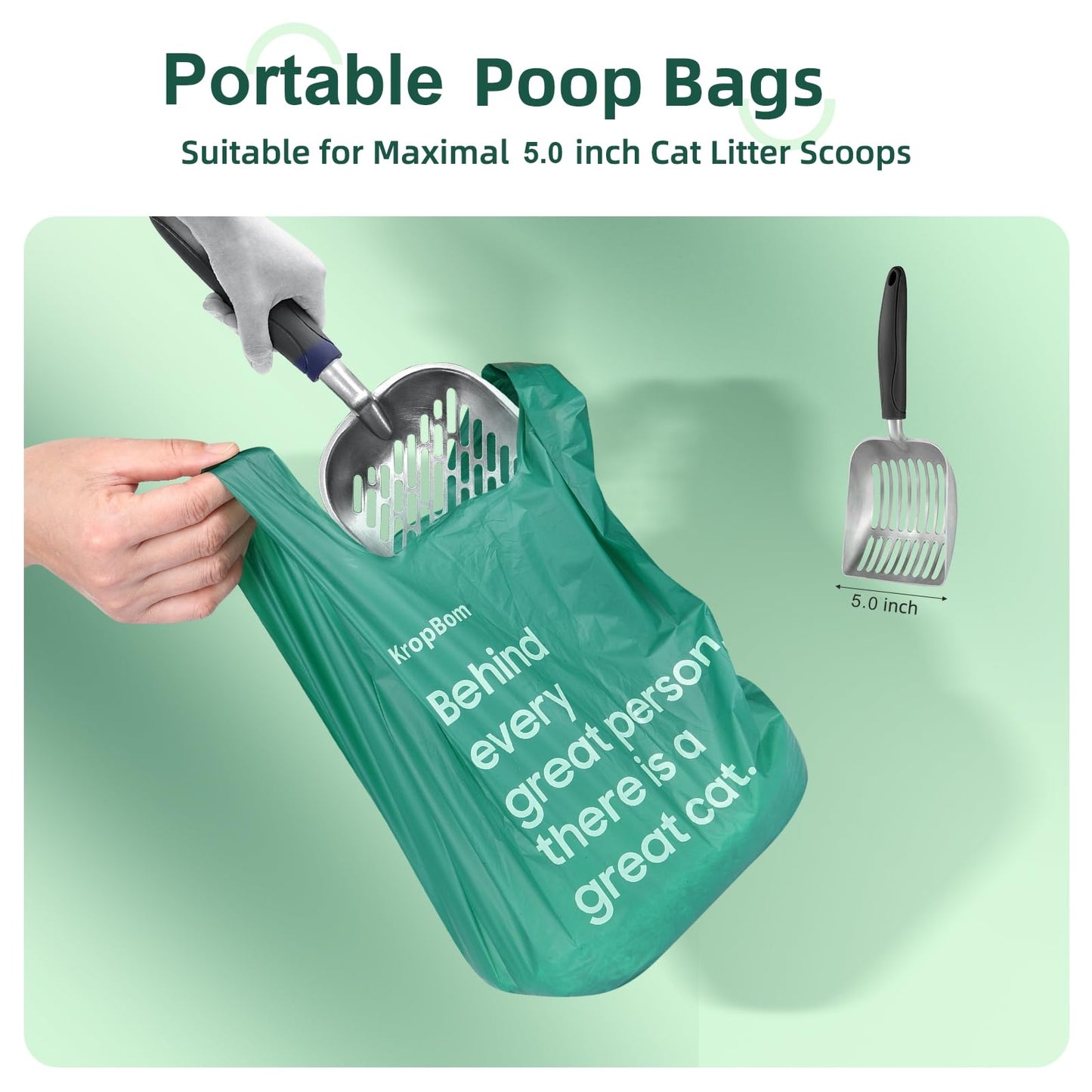 125 Count Cat Poop Bags with Handles, Disposable Litter Bags for Pet Poop, Extra-Thick Kitty Cat Waste Bags Easy Tie Leak-Proof Strengthen Unscented (Made of 70% Recycled Plastic)