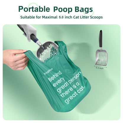 125 Count Cat Poop Bags with Handles, Disposable Litter Bags for Pet Poop, Extra-Thick Kitty Cat Waste Bags Easy Tie Leak-Proof Strengthen Unscented (Made of 70% Recycled Plastic)