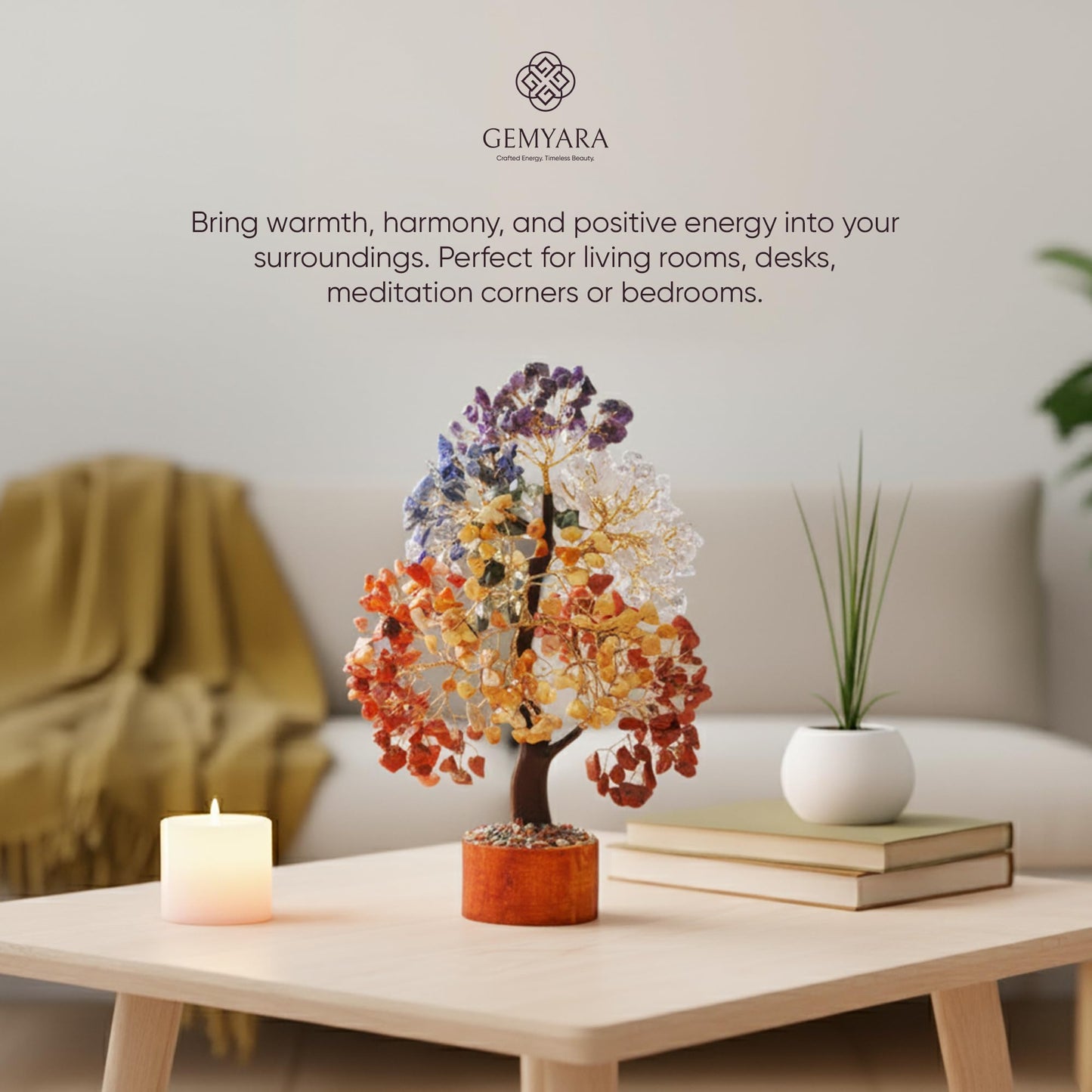GEMYARA Crystal Tree with 500 Crystals and Healing Stones –Mom Birthday Gifts for Women, Office Desk Decor, Living Room Decor – Gift-Ready in Magnetic Box,Tree of Life for Luck & Positivity