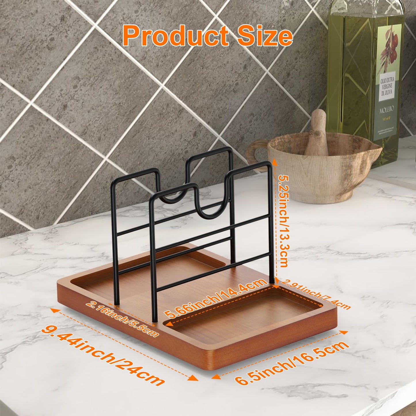 PENGARO Napkin Holder for Table, 360° Rotating Napkin Holders Metal Dining Napkin Dispenser with Salt and Pepper Shakers Holder, Standing Paper Napkin Storage for Kitchen Dining Table, Brown