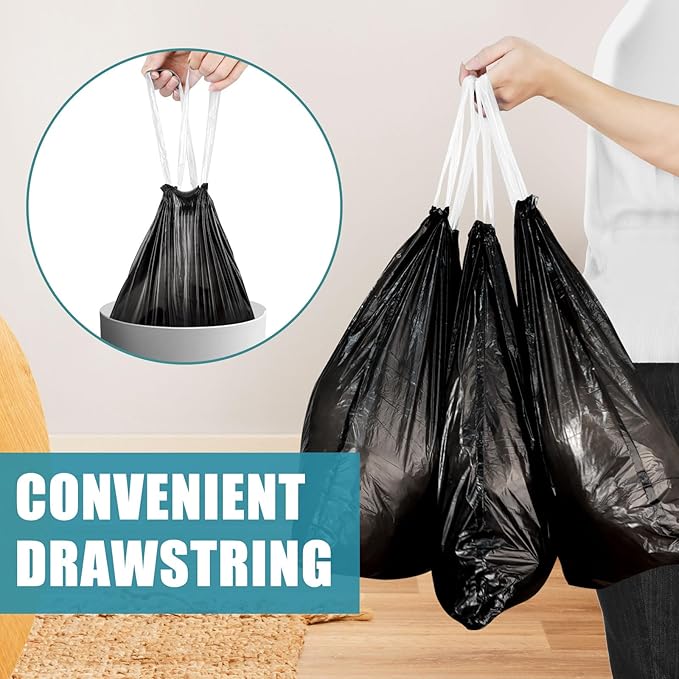 Small Trash Bags Drawstring 120 Count, JUKFITA Extra Strong 4 Gallon Garbage