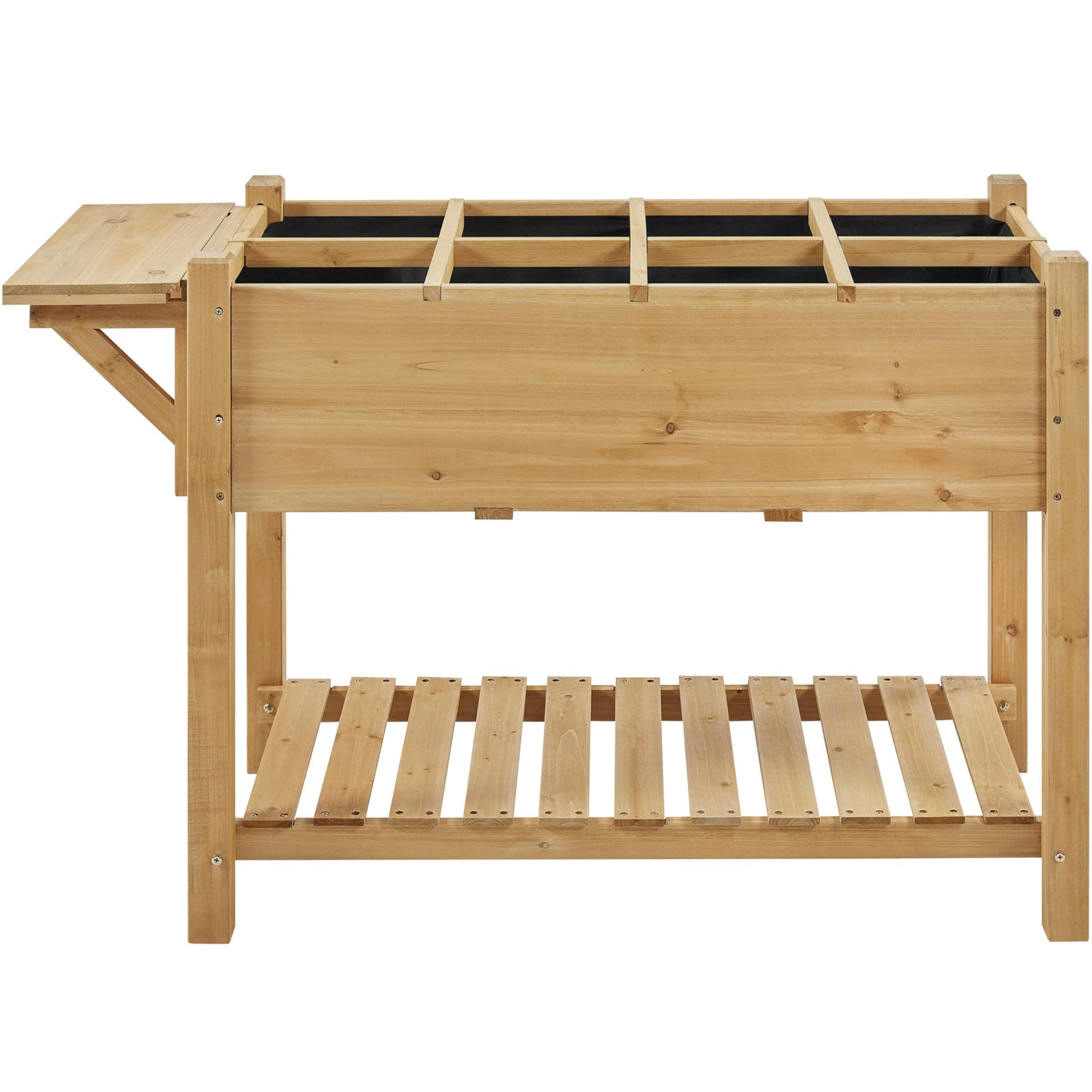 Yaheetech 49x22x32in 8 Pockets Horticulture Raised Garden Bed Elevated Wood Planter Box Stand with Foldable Side Table and Storage Shelf for Herb/Vegetables/Flowers, Light Brown