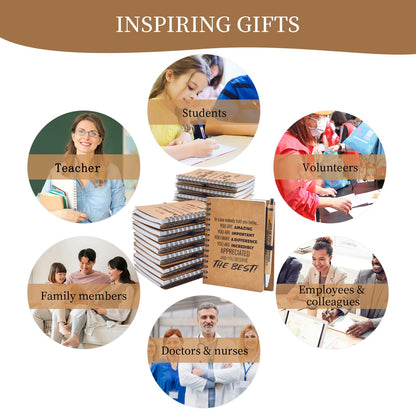 60 Pcs Employee Appreciation Gifts Bulk -30 Sets of Inspirational Notebooks with Motivational Pens, Small Notepads for Coworkers, Office Staff, Team, Volunteer, Group, Teachers, Thank You Gifts