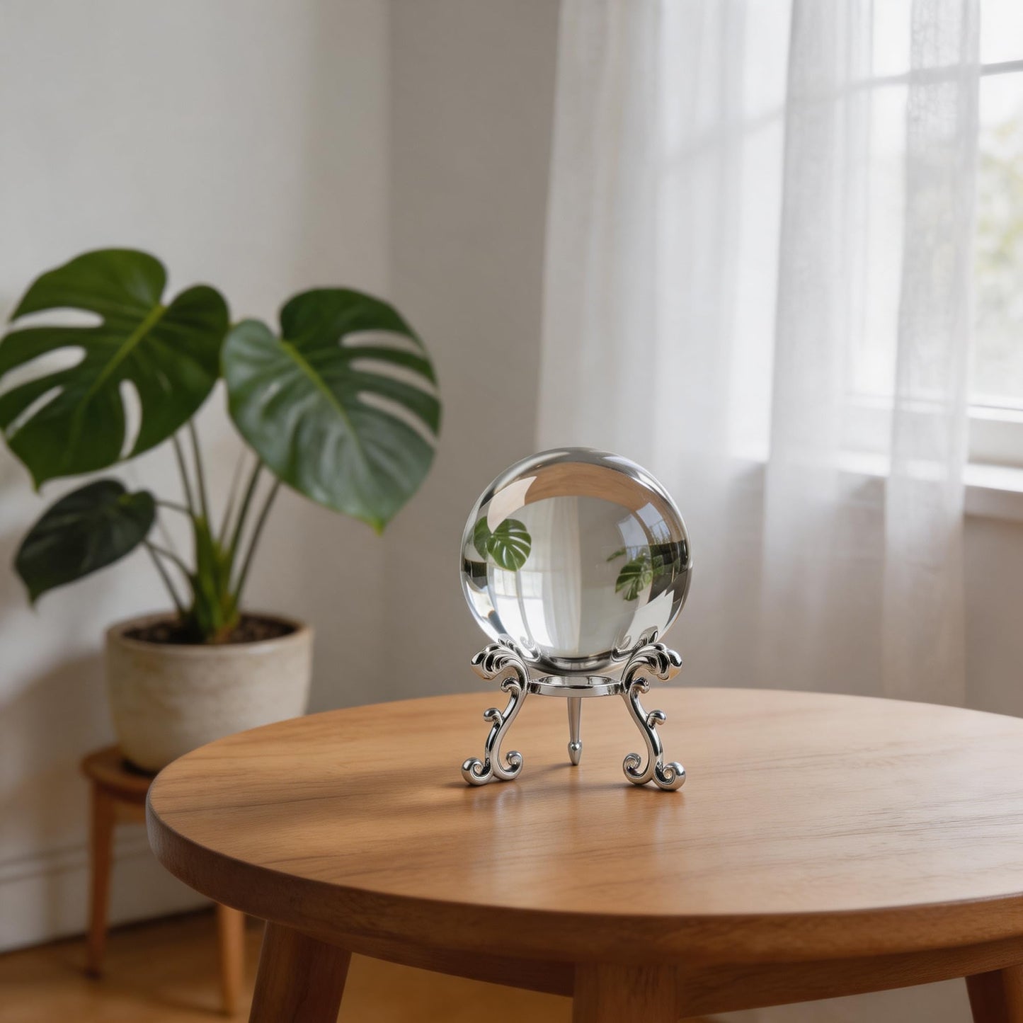 ZEERSHEE 3.9in Crystal Ball with Stand, Photography Prop for Decor