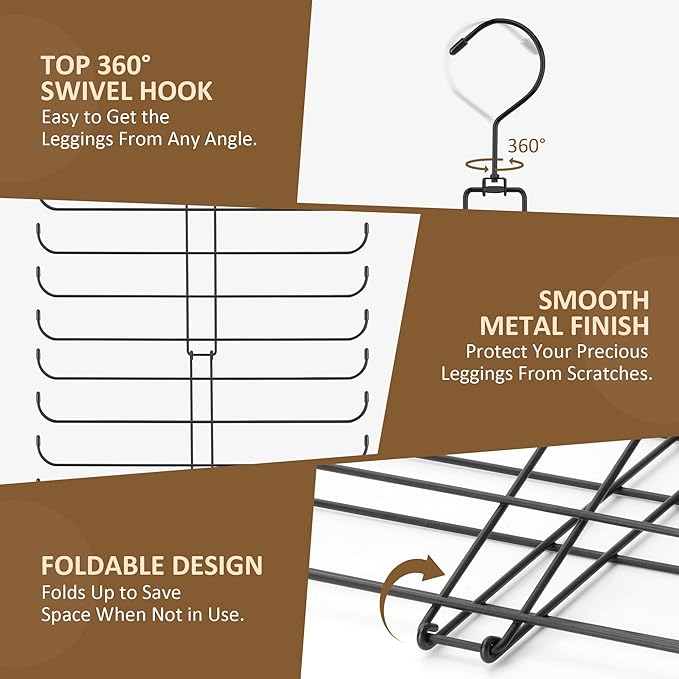 ZEDODIER Legging Organizer for Closet, 2 Pack Rotatable Yoga Pants Hanger for