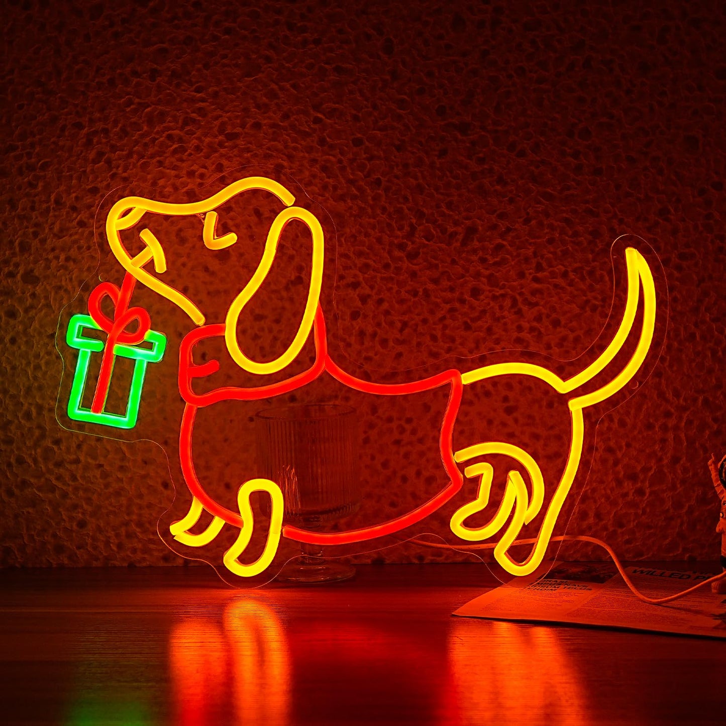 JLEWUINH Dachshund Neon Sign LED Neon Cute Poppy Light for Wall Decor Dog Light Up Sign for Bedroom Christmas Party Decor gift Neon Sign(16.5”*11.8”)