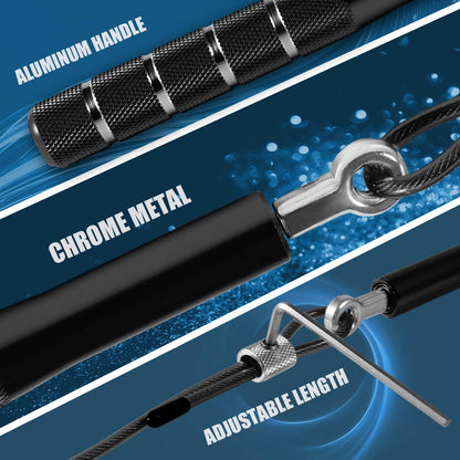 Jump Rope, Wastou Speed Jumping Rope for Training Fitness Exercise, Adjustable Adults Workout Skipping Rope for Men, Women, Kids, Girls (Black)