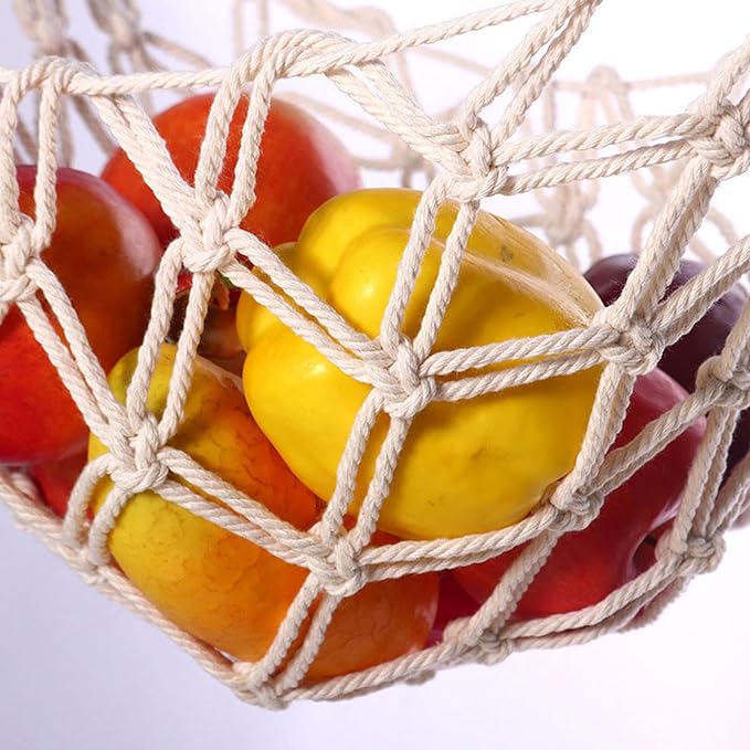 Hanging Fruit Hammock with Hooks, Hanging Fruit Basket Under the Kitchen Cabinet
