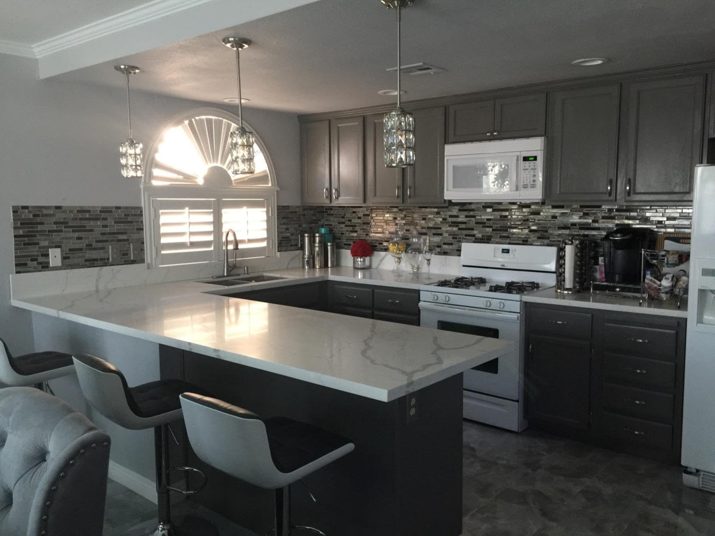 2 Pack 1 Light Hanging Kitchen Island 5" Crystal Pendant Light Modern Pendant Light Fixture Brushed Nickel Finish with Crystal Shade for Bar,Dining Room,Corridor,Living Room Over Sink