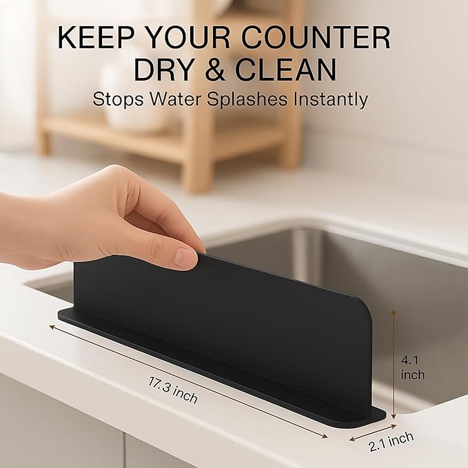 Silicone Sink Splash Guard for Kitchen Faucet – 17.3" Water Splash Guard