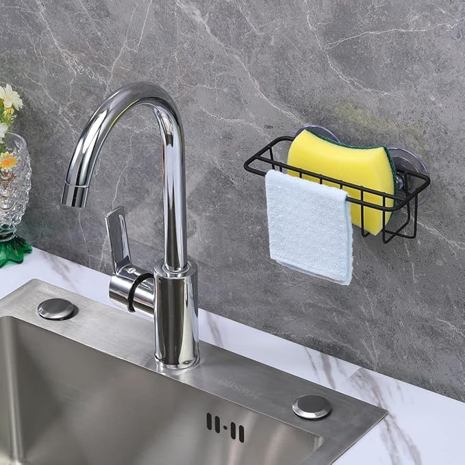 Sink Caddy Sponge Holder for Kitchen Sink Dish Cloth Hanger 2 Suspension Options