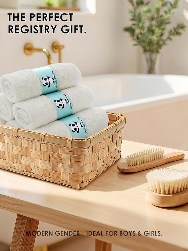 HIPHOP PANDA Baby Washcloths, Rayon Made from Bamboo