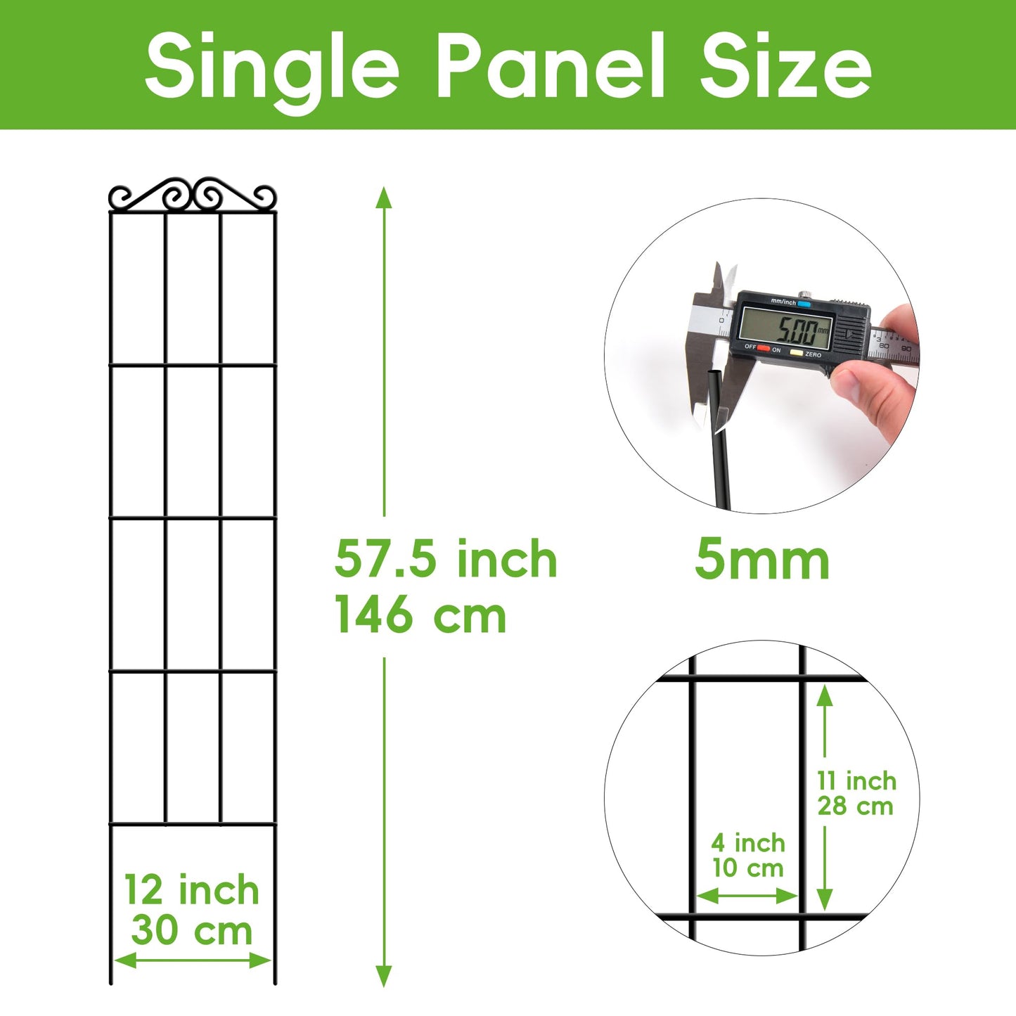 ARIFARO 57.5'' Metal Garden Trellis for Climbing Plants,(Pack of 4) Indoor/Outdoor Sturdy Plant Trellis for Potted Plants,House Plants, Climbing Vines, Black