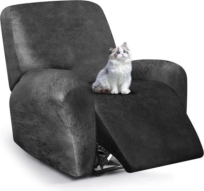 ANARACHON Leather Look Recliner Chair Covers, 4-Pieces Stretch Recliner Cover