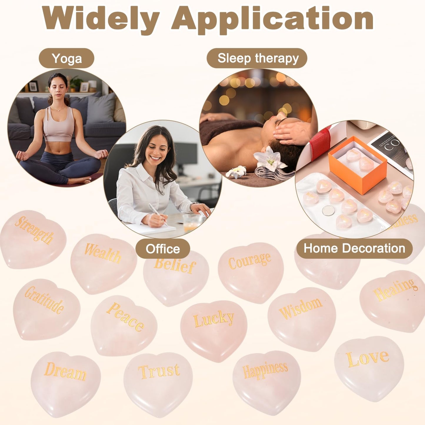 PATIKIL 2Pcs Natural Heart Shaped Crystal Stone, 1.2" Love Worry Stone with Inspirational Words, Pocket Rock Anxiety Crystals for Women Stress Gifts Meditation, Pink(Trust)