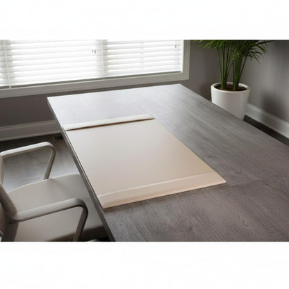 White Latte Bonded Leather 30" x 18" Side-Rail Desk Pad