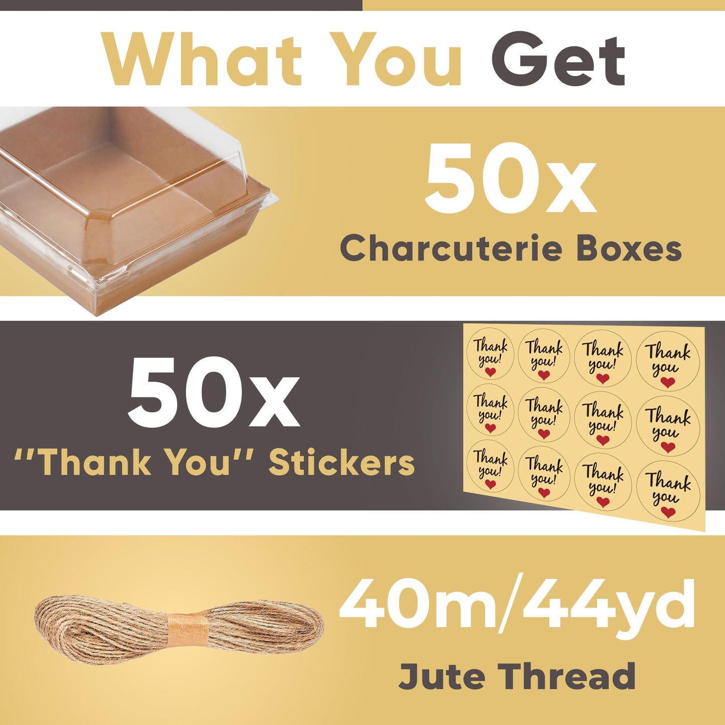 Leafiew 50 Pack Small Charcuterie Boxes with Clear Lids - To Go Paper Mini Charcuterie Box, Disposable Food Containers, 5Inch Dessert Boxes - Sandwich, Cookie, Sushi, Cake Slice, Strawberries (Brown)