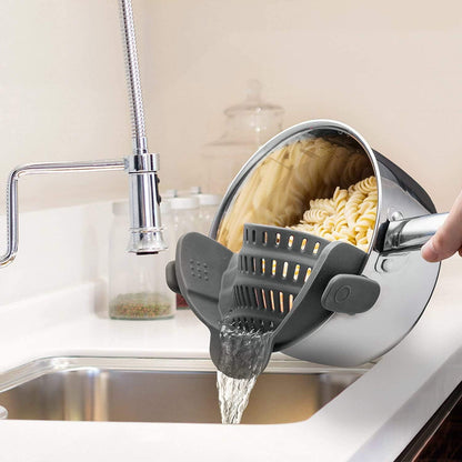 Kitchen Gizmo Snap N' Strain Clip On Strainer for Pots and Pans - Collapsible Silicone Pasta Strainer and Kitchen Gadget for Cooking - Easy to Use, Heat Resistant and Space Saving Colander - Green