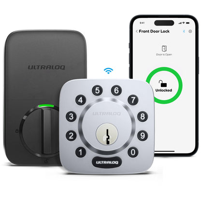 ULTRALOQ U-Bolt WiFi Smart Lock with Door Sensor, 5-in-1 Keyless Entry Door Lock with WiFi, Bluetooth, App Remote Control, Keypad, Auto Unlock, Smart Deadbolt for Front Door, IP65, 8 Months Battery