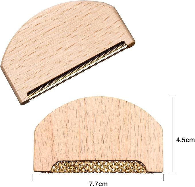3 Pieces Wood Cashmere Comb and Wood Sweater Shaver Comb Combo Pack Fabric