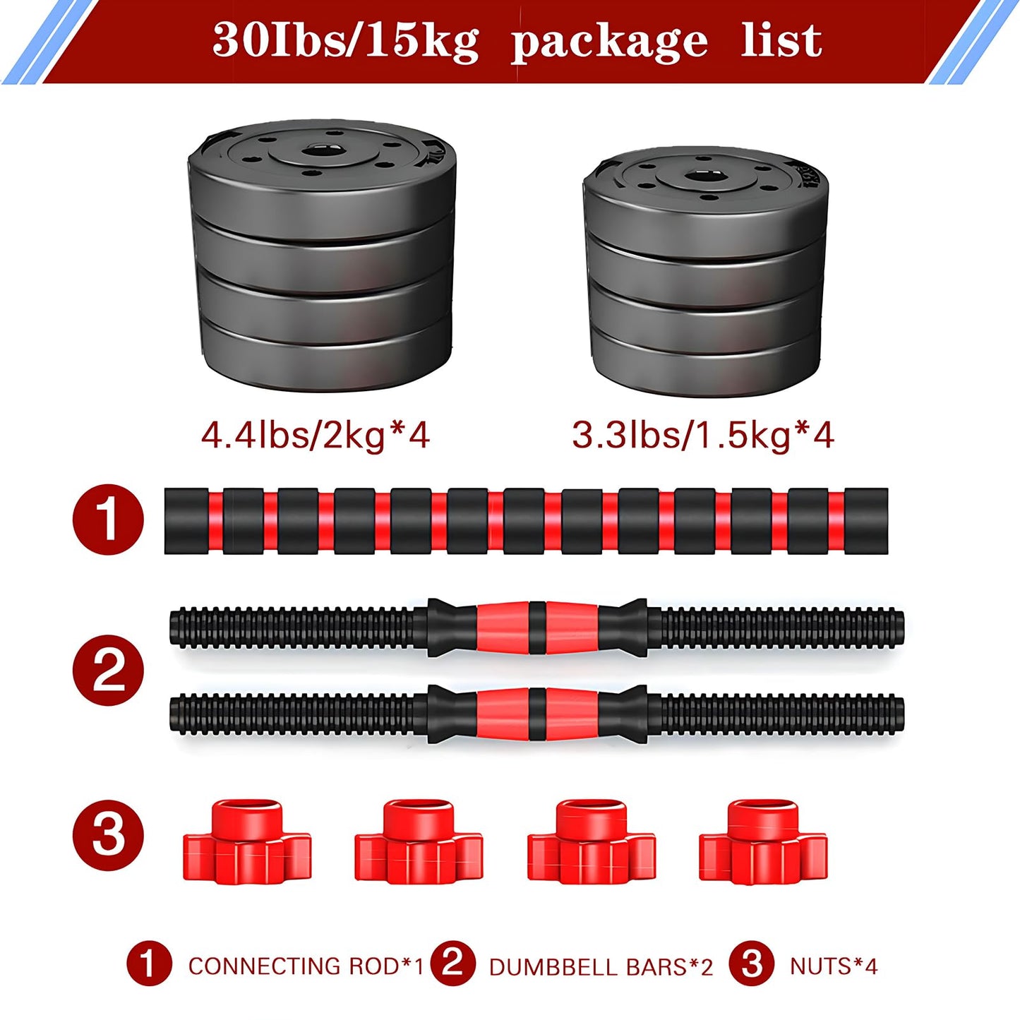Adjustable-Dumbbells-Sets,Free Weights-Dumbbells Set of 2 Convertible To Barbell A Pair of Lightweight for Home Gym,Women and Men Equipment
