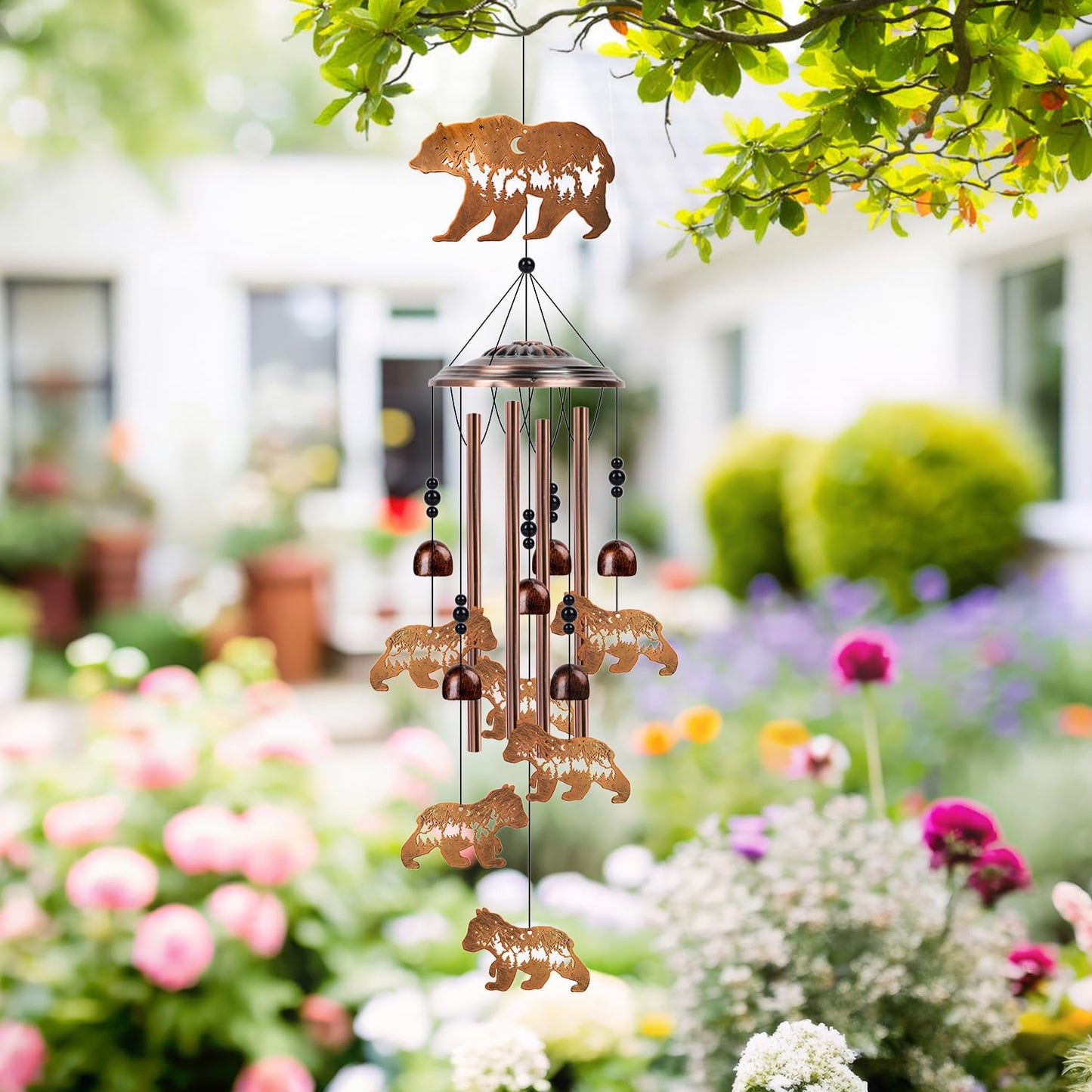 Bear Gifts Wind Chimes for Outside - Luvsweets Bear Gifts for Women Men, Sympathy Memorial Metal Wind Chimes for Outdoors Garden Yard Decor, Birthday Housewarming Christmas Mother‘s Day Presents