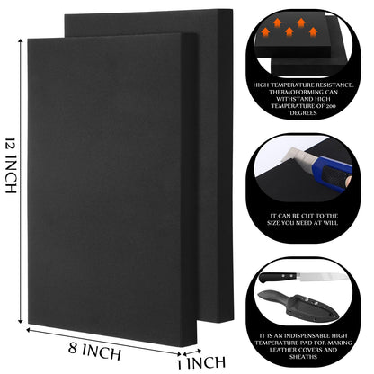 RoundFunny 87 Pcs DIY Holster Kit Include Thermoform Molding Foams Sheet Eyelet Hand Setter Cross Recessed Screw Head Open Slotted Fastener Rubber Washer for Making Knife Sheath(Classic,Black)