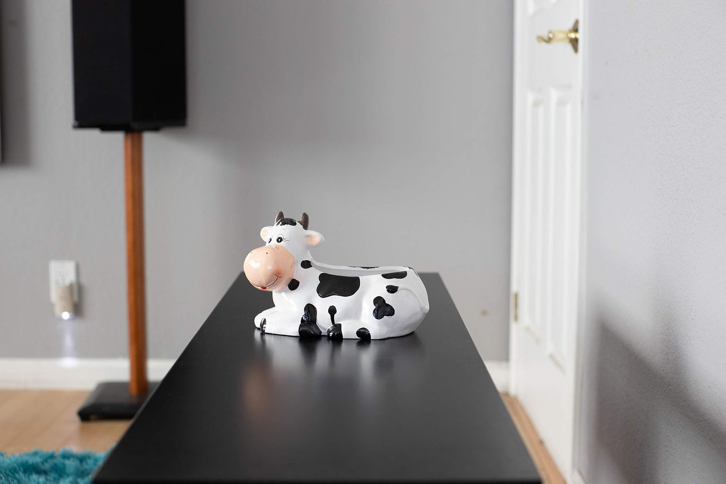 Sixdrop Cow Planter Pot - Cow Print Party Decoration Supplies - Garden Backyard Cow Stuff Statue - Flower Ceramic Succulent Planter - Plantador de Vacas - Large 9" with Drain