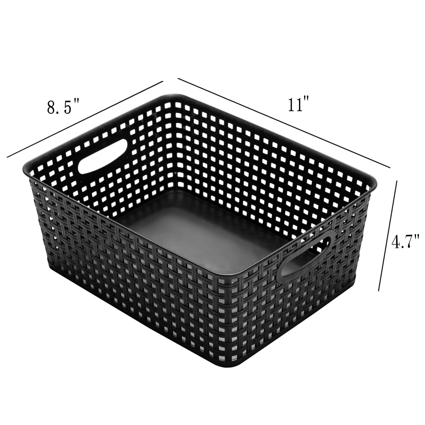 Eslite Plastic Storage Baskets for Organizing,11"X8.5"X4.7",Pack of 4 (Black)