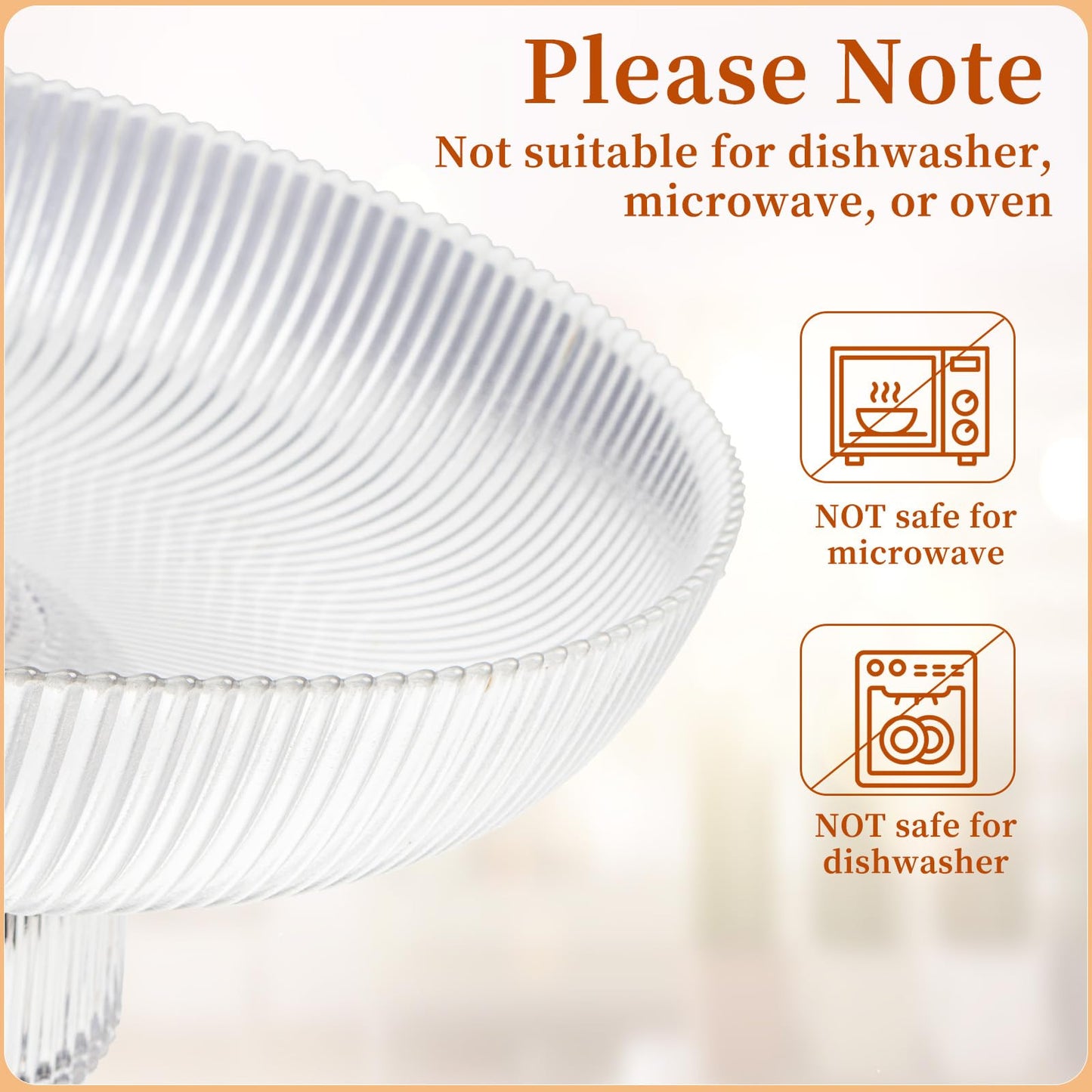 Kultilanda Large Glass Fruit Bowl for Kitchen Counter Decorative Centerpiece Bowl for Table Home Déco, Clear Ribbed