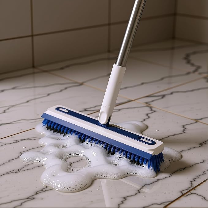 4-in-1 Floor Scrub Brush with Long Handle V-Shaped Crevice Brush Floor Scrubber