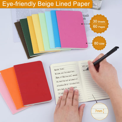 ZCZN 60 Pack Mini Pocket Notebooks Bulk, 3.5 X 5.5 Inches Mini Journals, 30 Sheets/60 Pages, Colorful Cover Notepads for Writing, Planing, Work, Memo (60, Lined)