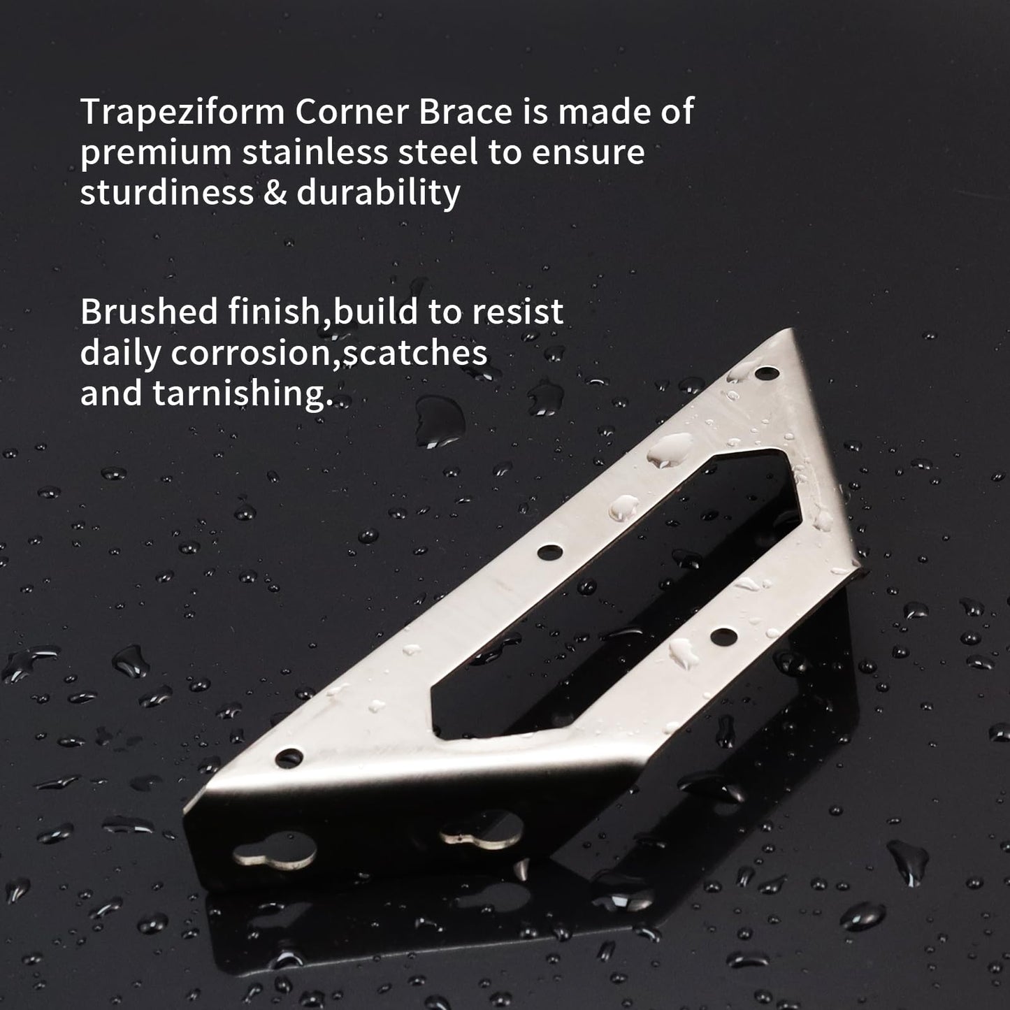 Rannb Trapeziform Angle Brackets Multi-Purpose Stainless Steel Corner Braces Large Size - 4pcs