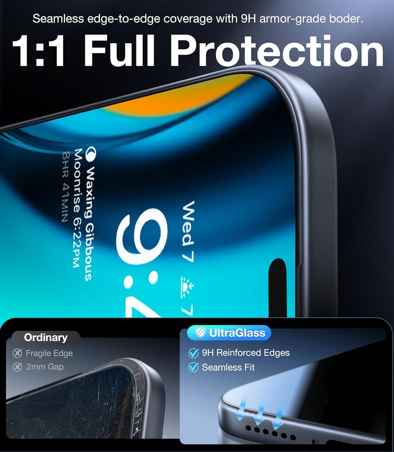 UltraGlass 9H+ Glass for iPhone 15 Pro Max Privacy Screen Protector [Invisible Privacy Armor] Screen Protector 15 Pro Max Tempered [Full Coverage & Longest Durable] 15 ProMax, 2 Pack